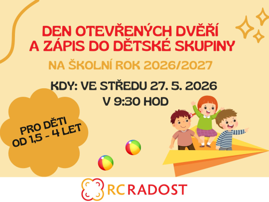 Den otevřených dveří a zápis pro děti od 1,5 roku