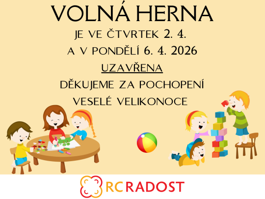 Volná herna uzavření - Velikonoce